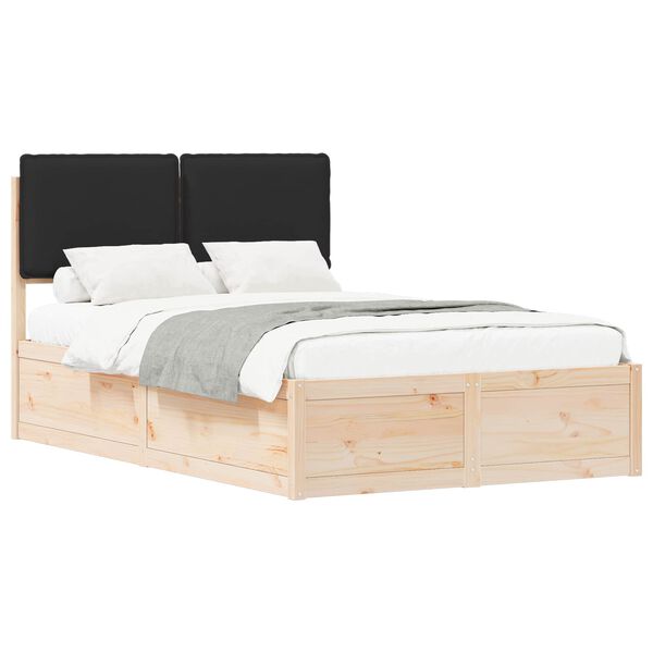 vidaXL Cadru de pat cu tăblie tapițată cu headboard Negru 120 x 200 cm