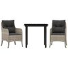 vidaXL Set mobilier de grădină cu perne, 3 piese,gri deschis,poliratan