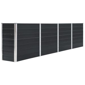 vidaXL Strat &icirc;nălțat grădină, antracit, 320x40x77 cm, oțel galvanizat