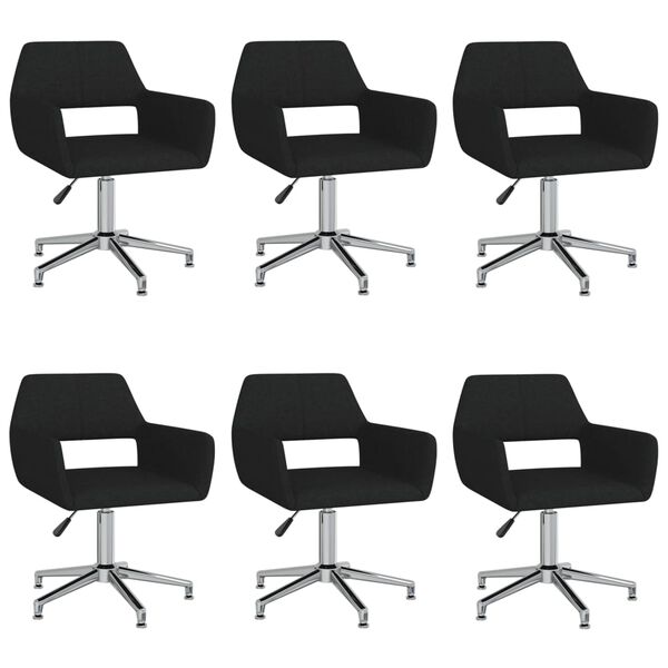 vidaXL Scaune de bucătărie pivotante, 6 buc., negru, material textil