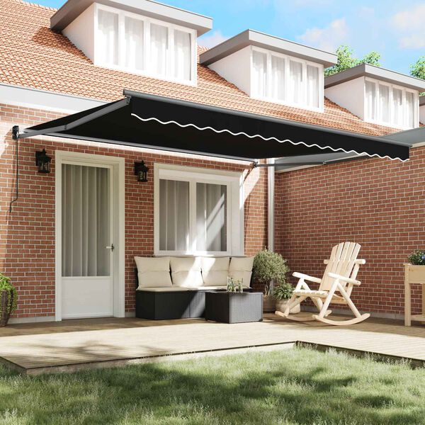 vidaXL Cortina Retractabilă Negru 400 &times; 300 cm Poliester și Aluminiu