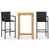 vidaXL Set mobilier de bar de grădină, 3 piese, negru