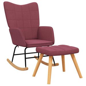 vidaXL Scaun balansoar cu taburet, roșu vin, textil