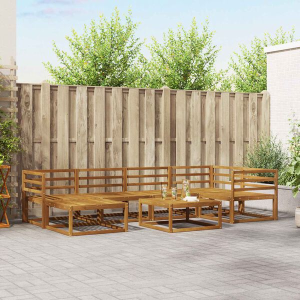 vidaXL Set de canapele de exterior 7 pcs natural Lemn Solid de Acacia