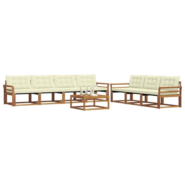 vidaXL Set de canapele de exterior cu pernă 8 pcs Natural și Crem