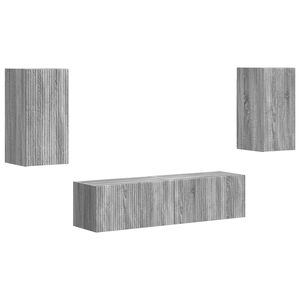 vidaXL Set comodă TV 4 pcs Gri Sonoma Lemn compozit