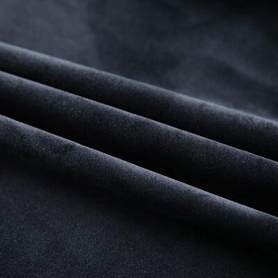 vidaXL Draperii opace cu cârlige, 2 buc., negru, 140x175 cm, catifea
