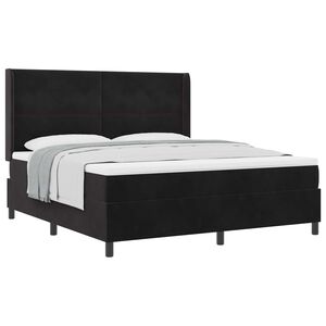 vidaXL Pat cu arcuri cu saltea cu headboard Negru 180 x 200 cm Catifea