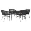 vidaXL Set de sufragerie de grădină 5 piese neagră Sticlă Poly Rattan