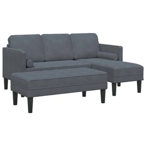 vidaXL Set de canapea 2 buc. Gri &icirc;nchis Poliester