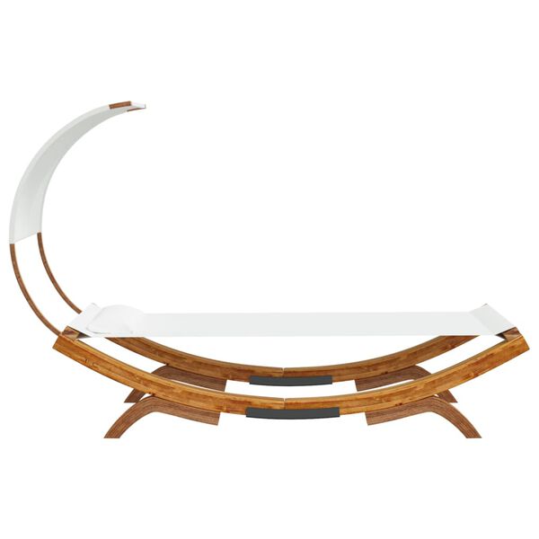 vidaXL Pat de exterior cu baldachin, crem, 100x200x126 cm, lemn masiv