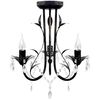 Candelabru metal negru stil Art Nouveau, mărgele cristal, 3xbecuri E14