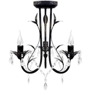 vidaXL Candelabru metal negru stil Art Nouveau, mărgele cristal, 3xbecuri E14