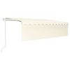 vidaXL Copertină retractabilă automat stor&LED&senzor v&acirc;nt, crem, 5x3m
