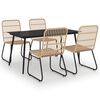 vidaXL Set mobilier de exterior, 5 piese, poliratan și sticlă