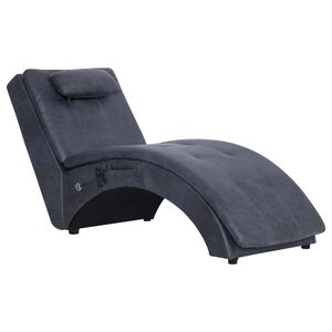 vidaXL Șezlong de masaj cu pernă, gri, piele &icirc;ntoarsă artificială