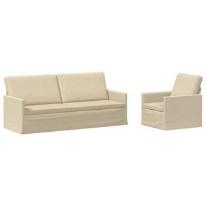 vidaXL Set de canapea 2 pcs Crem Țesătură