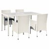 vidaXL Set mobilier de exterior cu perne, 5 piese, alb, poliratan