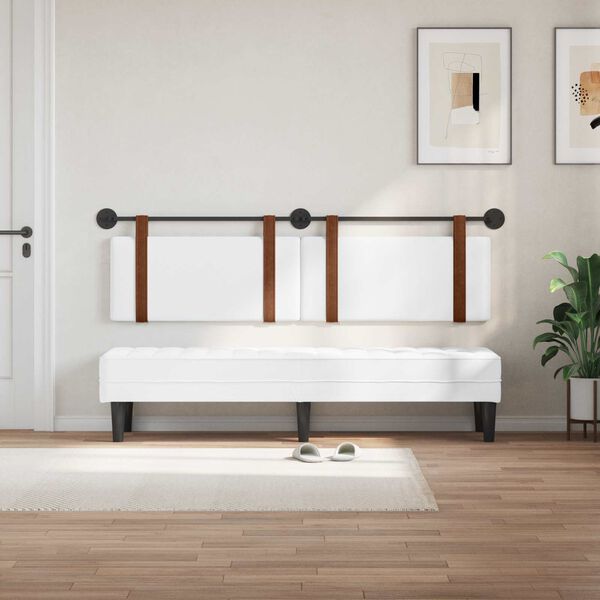 vidaXL Cap de pat suspendat Pe perete Alb 170 x 55 x 5 cm PU antic