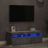 vidaXL Comode TV cu lumini LED, 2 buc., gri beton, 60x35x40 cm