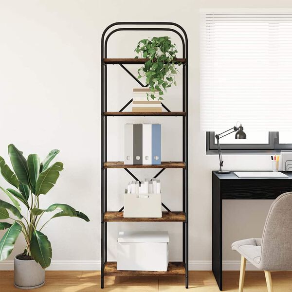 vidaXL Raft pentru cărți Stejar fumuriu 60 x 30 x 183 cm Lemn compozit