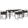 vidaXL Set de masă pentru grădină cu pernă 5 pcs Maro poliratan