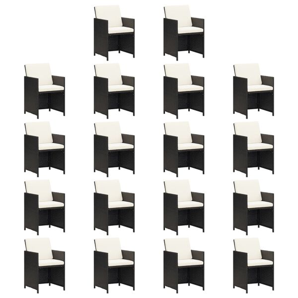 vidaXL Set mobilier de grădină cu perne, 19 piese, negru, poliratan