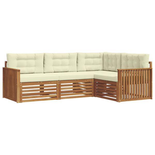 vidaXL Set de canapele de exterior cu pernă 4 pcs Natural și Crem