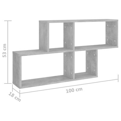 vidaXL Raft de perete, gri beton, 100x18x53 cm , PAL