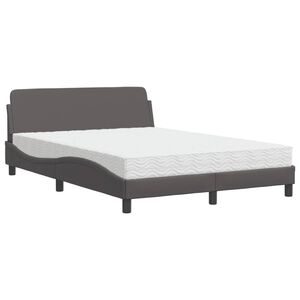 vidaXL Pat cu saltea, Dover, gri, 140x200 cm, piele ecologică
