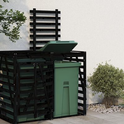 vidaXL Extensie depozitare pubelă de gunoi, negru, lemn masiv de pin