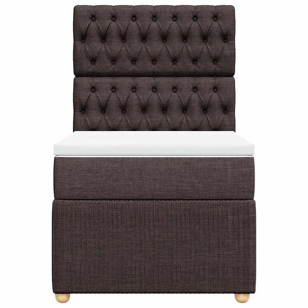 vidaXL Pat box spring cu saltea, maro &icirc;nchis, 90x200 cm, textil