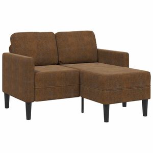 vidaXL Canapea cu 2 locuri și șezlong &icirc;n formă de L, maro, 125 cm, piele ecologică