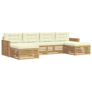 vidaXL Set de canapele de exterior 6 buc. Alb și crem