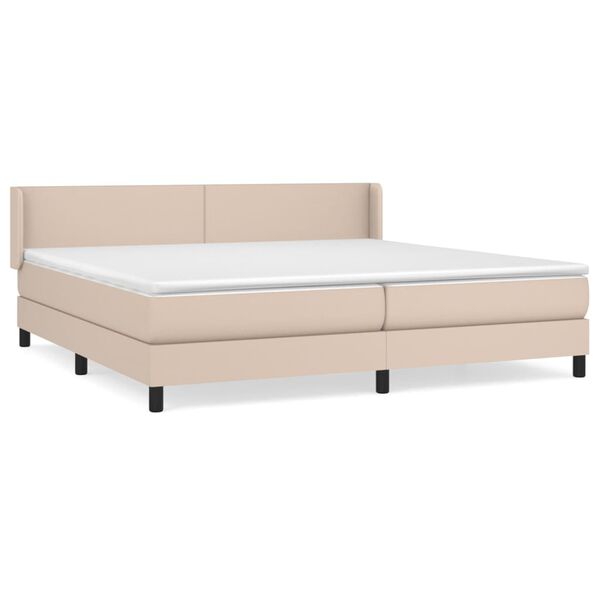 vidaXL Pat continental cu saltea, cappuccino, 200x200 cm, piele eco