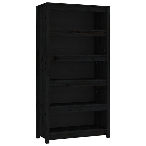vidaXL Bibliotecă, negru, 80x35x154 cm, lemn masiv de pin
