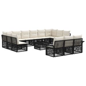 vidaXL Set de canapele pentru grădină 14 buc. Negru poliratan