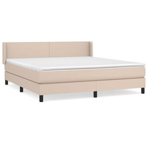 vidaXL Pat box spring cu saltea, cappuccino, 180x200cm piele ecologică