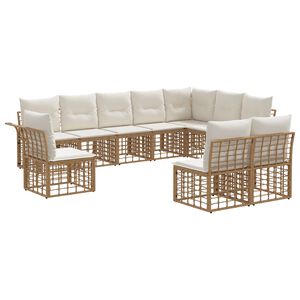 vidaXL Set de canapele de exterior 10 pcs Alb Natural și Crem