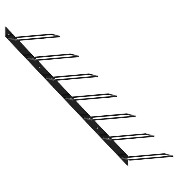 vidaXL Suport sticle de vin de perete pentru 7 sticle, negru, metal
