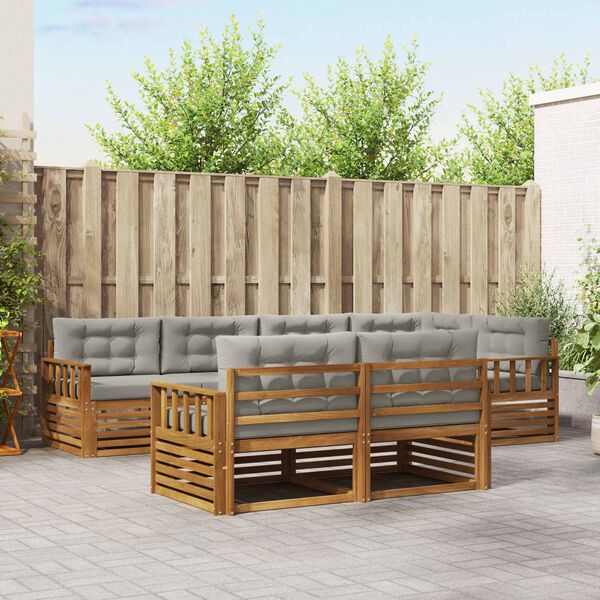 vidaXL Set de canapele de exterior 7 pcs Gri natural și deschis