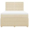 vidaXL Pat continental cu saltea, crem, 140x200 cm, material textil