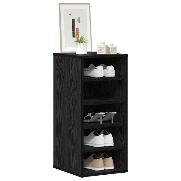 vidaXL Dulap pentru pantofi Stejar Negru 32 x 35 x 70 cm Lemn compozit