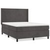 vidaXL Pat box spring cu saltea, gri &icirc;nchis, 140x200 cm, catifea
