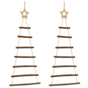 vidaXL Bradi de Crăciun suspendați cu stele &icirc;n v&acirc;rf, 2 buc., 42x90 cm, crenguță naturală