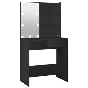 vidaXL Masă de toaletă cu LED, negru, 74,5x40x141 cm