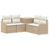 vidaXL Set de canapea 5 buc. Bej și alb crem 177,5 x 177,5 x 85 cm