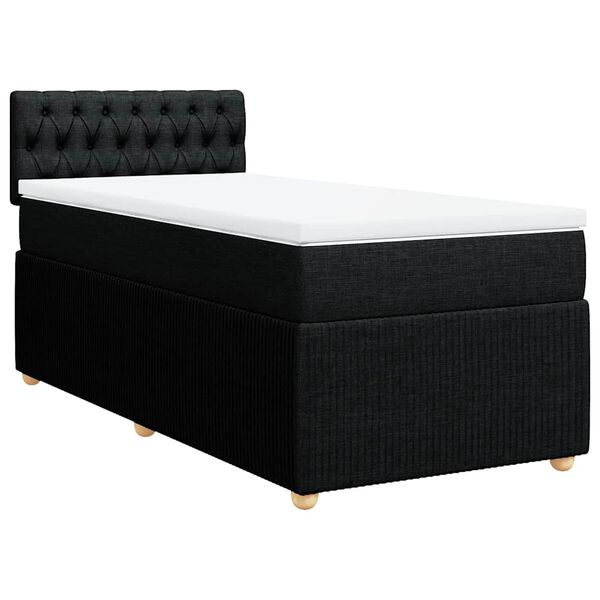 vidaXL Pat box spring cu saltea, negru, 90x190 cm, textil