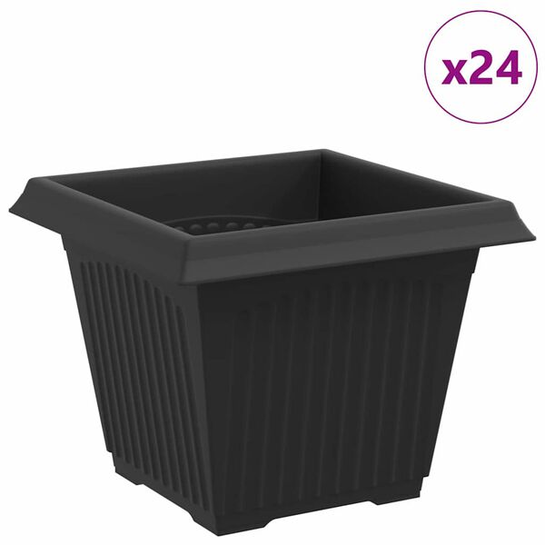 vidaXL Vază pătrată pentru flori 24 pcs Negru 33 x 33 x 26 cm Plastic