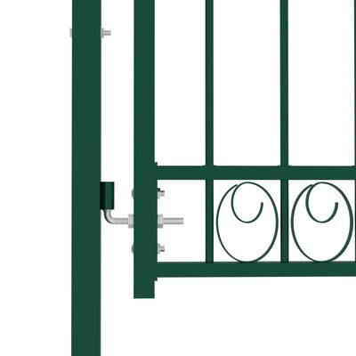 vidaXL Poartă de gard cu arcadă, verde, 100x100 cm, oțel